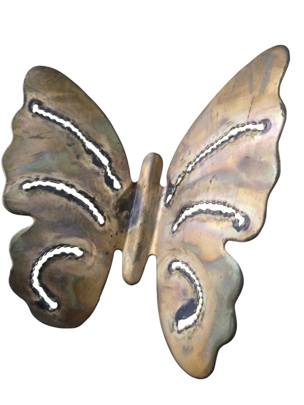 Vintage Brass and Copper Butterfly Flower Wall Sculpture MCM Decor 18” - Picture 8 of 8